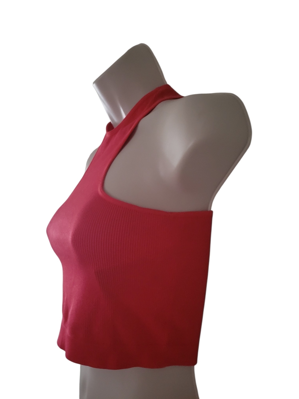 Red Ribbed Crop Top - Picture 3 of 7